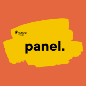 Bild mit orangem Hintergrund mit schwarzem Text: "Panel".
